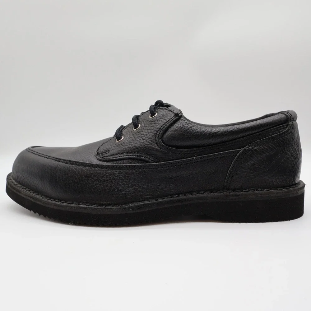 Rucks Work Shoes Mens 10 Black Leather Vintage Steel Toe Oxford W4570 NOS